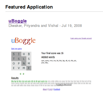 uBoggle is the featured application on App Gallery
